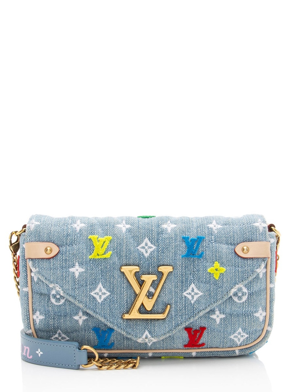 Louis Vuitton Blue Denim New Wave Monogram Chain Pochette